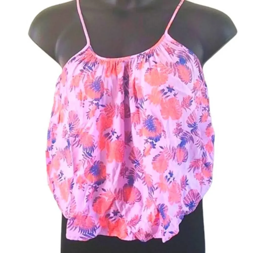 Excellent Tucker + Tate Girls Pink Purple Tropical Floral Tank Top Size XL 14/16